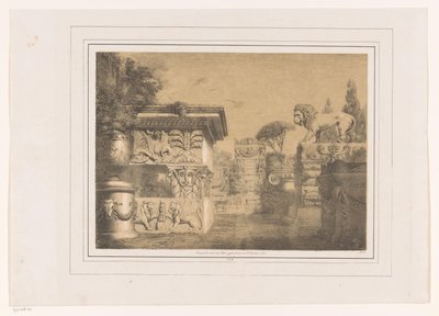 Architectuurfantasie met antieke elementen door Friedrich von Gärtner