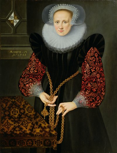 Portret van Aefge Gijbland, zeventien jaar oud, 1598 door Friesian School