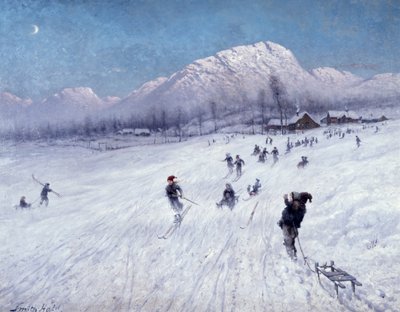 Wintermiddag onder Ulriken (Bergen) door Frithjof Smith Hald