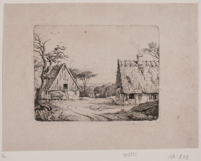 Landschap met twee boerderijen door Frits Grove