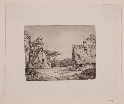 Landschap met twee boerderijen door Frits Grove