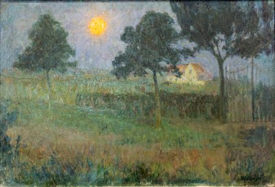 Landschap bij Schemering door Frits van den Berghe