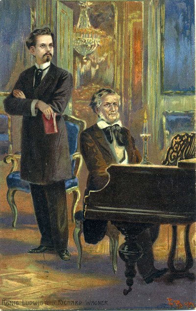 Wagner en Koning Ludwig II, ca. 1900 door Fritz Bergen