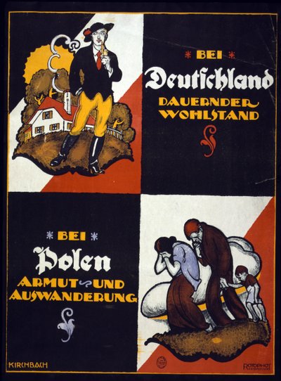 Duitse anti-Poolse poster door Fritz Gottfried Kirchbach