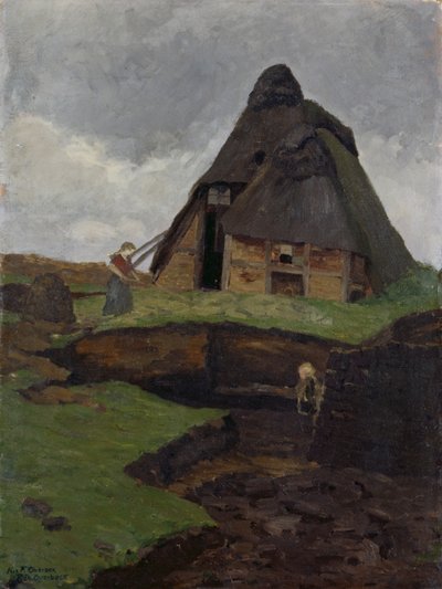 Mire Cottage met Kind door Fritz Overbeck