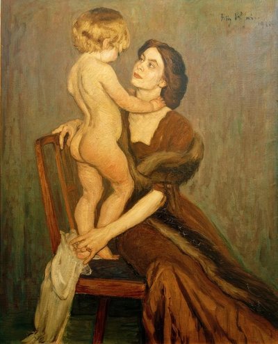 Dame met kind door Fritz Rhein
