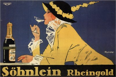 reclame voor mousserende wijn Sohnlein Rheingold door Fritz Rumpf
