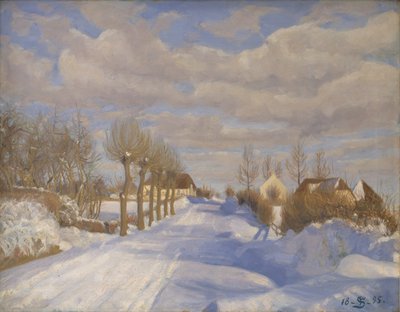 Met sneeuw bedekte hoofdweg in de zonneschijn door Fritz Syberg