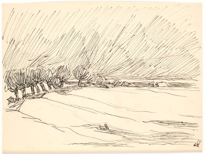 Winterlandschap met populieren door Fritz Syberg