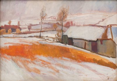 Winterlandschap. Over Kærby Hill door Fritz Syberg