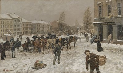 Stortingsplass door Fritz Thaulow