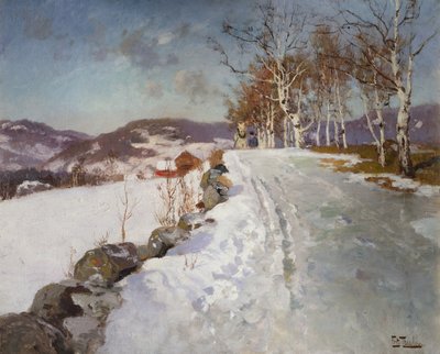 Winterlandschap bij Lillehammer door Fritz Thaulow