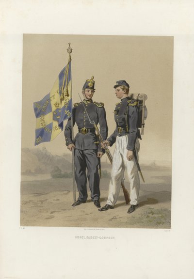 Illustratie uit het boek De Zweedse en Noorse legers, evenals de vloten in hun huidige uniformering door Dardel, Fritz von en uitgegeven door Bonnier (se, 1863) door Fritz von Dardel