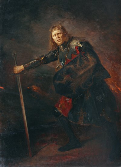 De acteur Alois Wohlmuth als Richard III door Fritz von Uhde