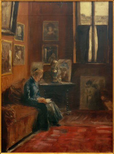 De lezer in het atelier in het Starnberger huis door Fritz von Uhde