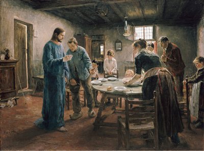Gebed voor de maaltijd door Fritz von Uhde