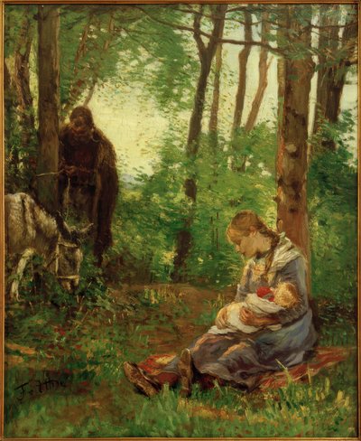 Rust in het bos (Rust op de vlucht) door Fritz von Uhde