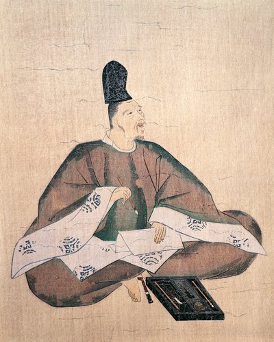 Portret van dichter Yamabe no Akahito door Fujiwara  Nobuzane