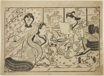 Een brief lezen door Furuyama Moroshige