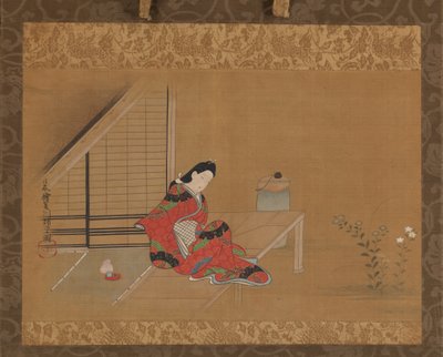 Jonge Vrouw op een Veranda, tweede helft van de 17e eeuw door Furuyama Moroshige