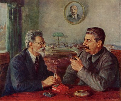 Joseph Stalin & Mikhail Ivanovitch Kalinin door Fyodor Alexandrovich Modorov
