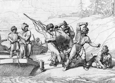 De dood van Askold en Dir, voor 1839 door Fyodor Antonovich Bruni