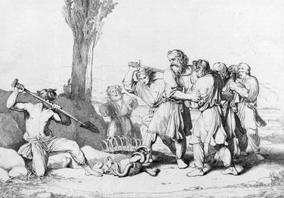 De dood van Groothertog Oleg, voor 1839 door Fyodor Antonovich Bruni
