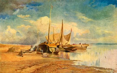 Barges op de Wolga, 1870, 1939 door Fyodor Vasil