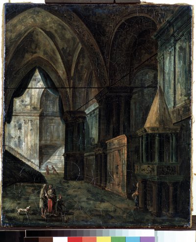 In een kathedraal door Fyodor Yakovlevich Alexeev