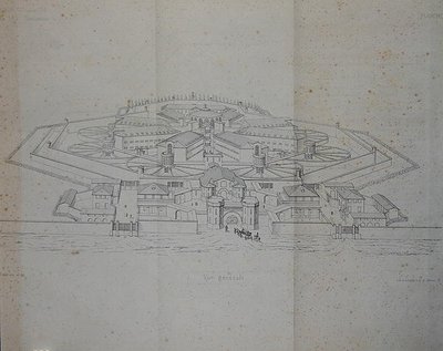 Ontwerp voor een cellulaire gevangenis voor 585 gevangenen door G.A. Blouet