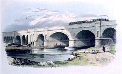 Uitzicht op de Greenwich Railway die over het Surrey Canal bij Trundley