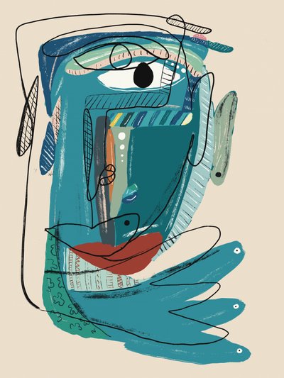 Abstract Blue Face door GIovanna Gil Alves