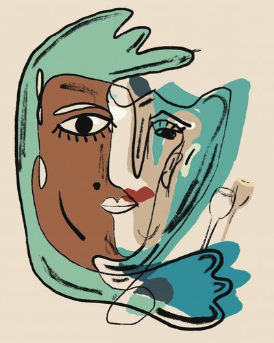 Modern abstract gezicht door GIovanna Gil Alves