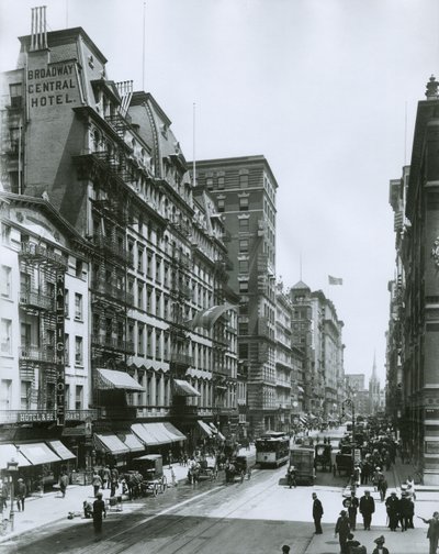 Broadway kijkend naar het noorden vanaf Bond Street, New York City door G.P. Hall und Sohn