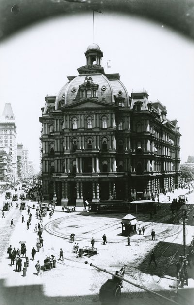Oude Postkantoor, Broadway en Park Row, New York City, ca. 1900 door G.P. Hall und Sohn