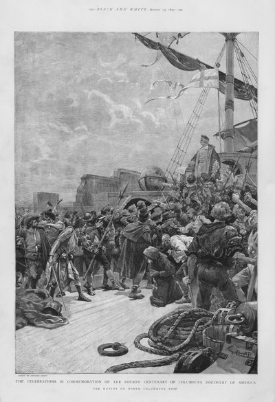Muiterij aan boord van het schip van Christoffel Columbus tijdens zijn eerste reis naar de Nieuwe Wereld door G.S. (after) Amato
