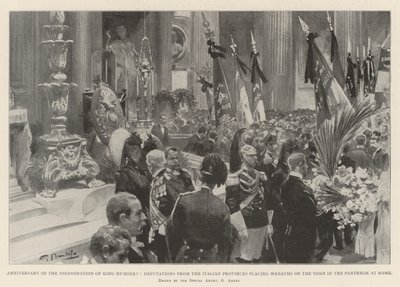 Jaarlijkse Herdenking van de Moord op Koning Humbert, Afvaardigingen uit de Italiaanse Provincies leggen Kransen op het Graf in het Pantheon in Rome door G.S. Amato
