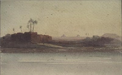 Eerste Uitzicht op de Piramides vanaf de Nijl bij Caïro door G.S. Cautley