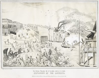 New Orleans donderdag 15 november 1849 om 5 uur, Explosie van de Louisiana, ca. 1849 door G. (after) Tolti