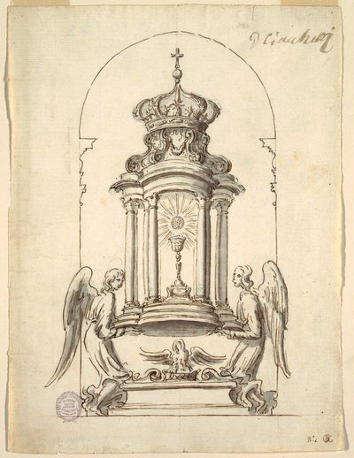 Ontwerp voor een tabernakeldeur om in brons uit te voeren door G B C