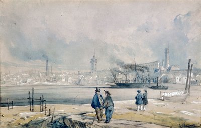 De zuidoever, met Waterloo Bridge, Londen door G Chaumont