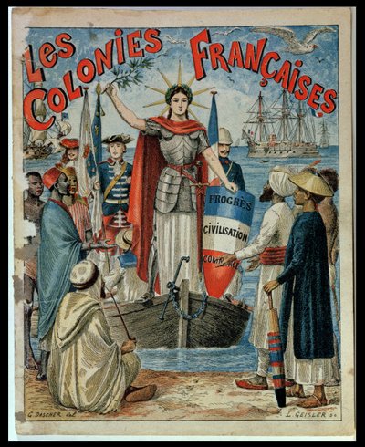 Franse koloniën, omslag van een schrift geïllustreerd door G. Dascher door G. Dascher