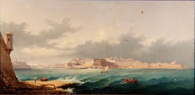 Valetta en de Grote Haven vanaf Ricasoli Point door G. Gianni