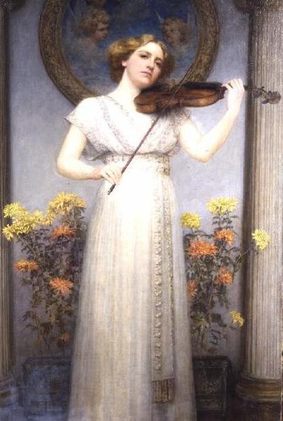 Portretstudie (Dame die een Viool Speelt) door G. Grenville Manton