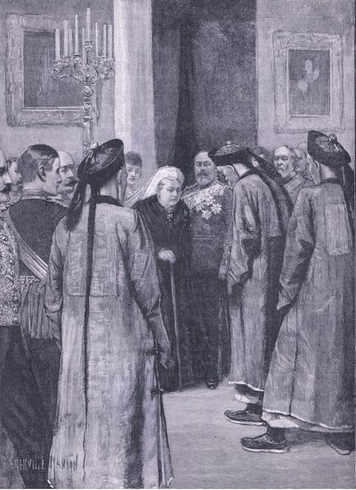 Bezoek van Li Hung-Chang aan de Koningin in Osborne, illustratie uit Cassells Geschiedenis van Engeland, 1900s door G. Grenville Manton