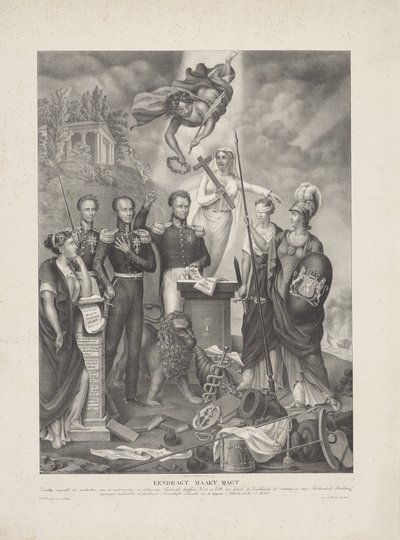 Allegorie op het verbond tussen vorst en volk, 1832 door G. Havius Zanders