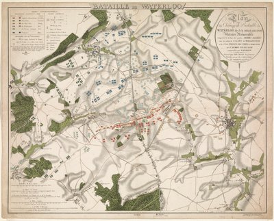 Kaart van de Slag bij Waterloo, 1815 door G. Jacowick