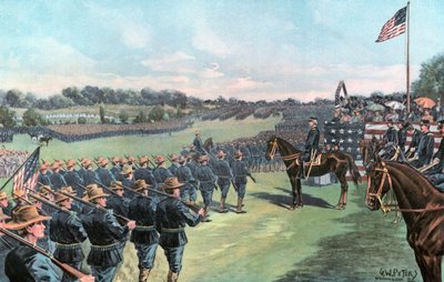 President McKinley beoordeelt de Amerikaanse vrijwilligers in Camp Alger door G. W. Peters