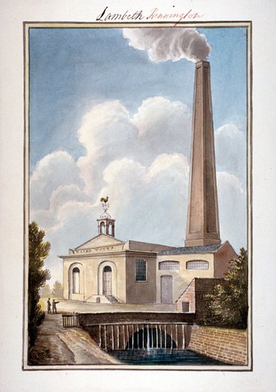 New London Waterworks, Vauxhall, Lambeth, Londen, 1825 door G Yates