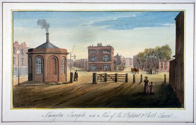 Newington Turnpike op Newington Causeway, Southwark, Londen, 1825 door G Yates